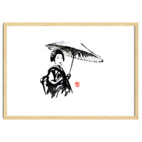 geisha under umbrella