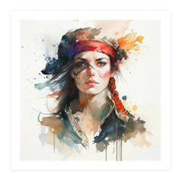 Watercolor Pirate Woman #4 (Print Only)