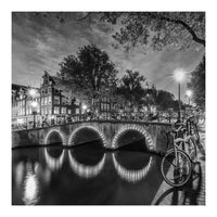 AMSTERDAM Idyllic nightscape from Keizersgracht | Monochrome (Print Only)