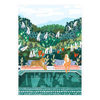 Chilling by the pool with my leopard Tropical Jungle Nature Wildlife Bohemian Morocco Travel (Print Only)