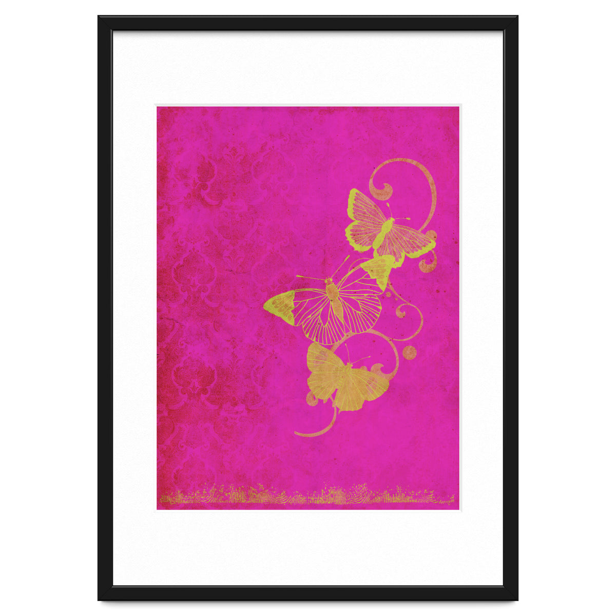 Yellow Butterflies on Pink