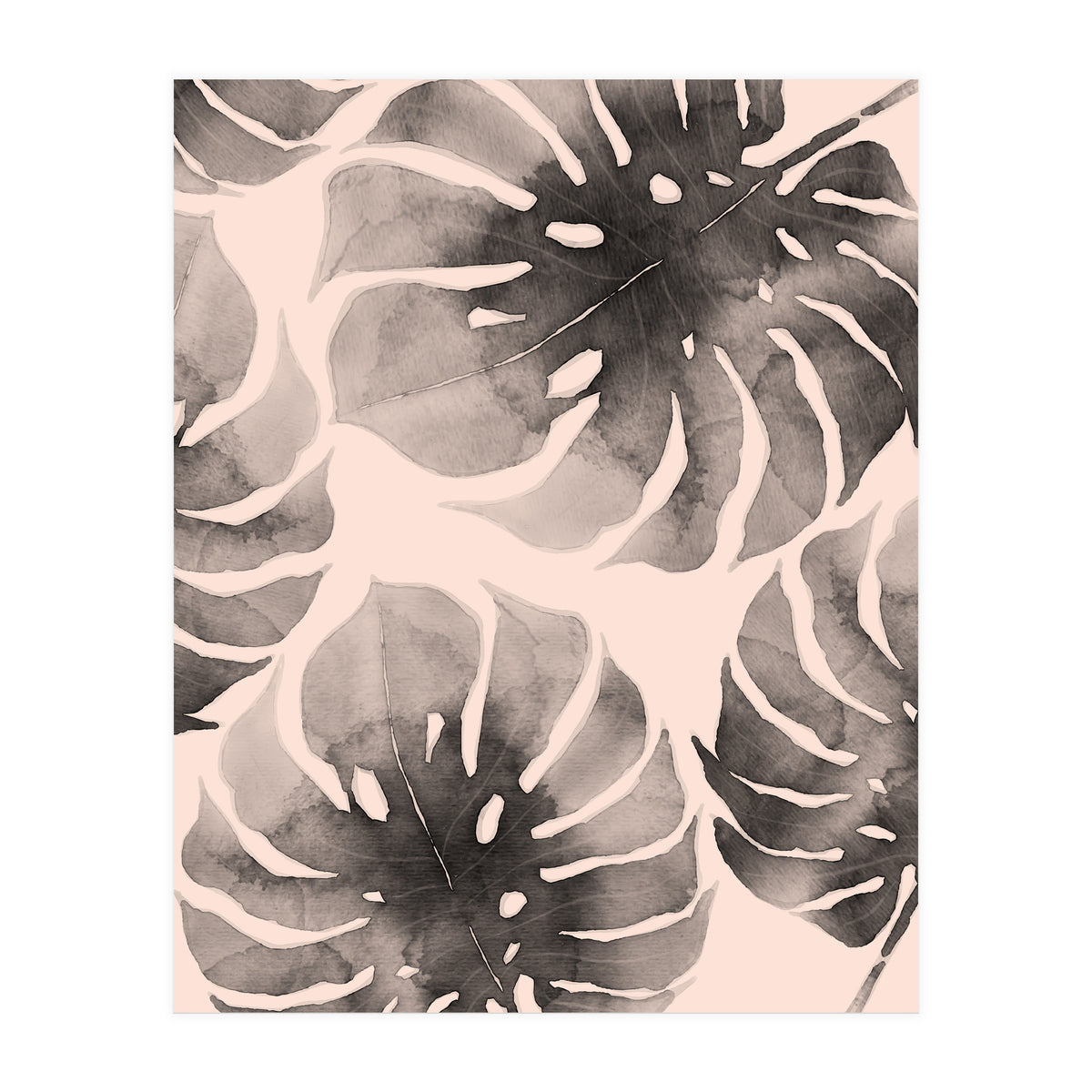 Monstera pink and gray watercolor (Print Only)