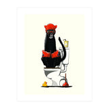 Black Panther on the Toilet, funny bathroom humour (Print Only) thumbnail
