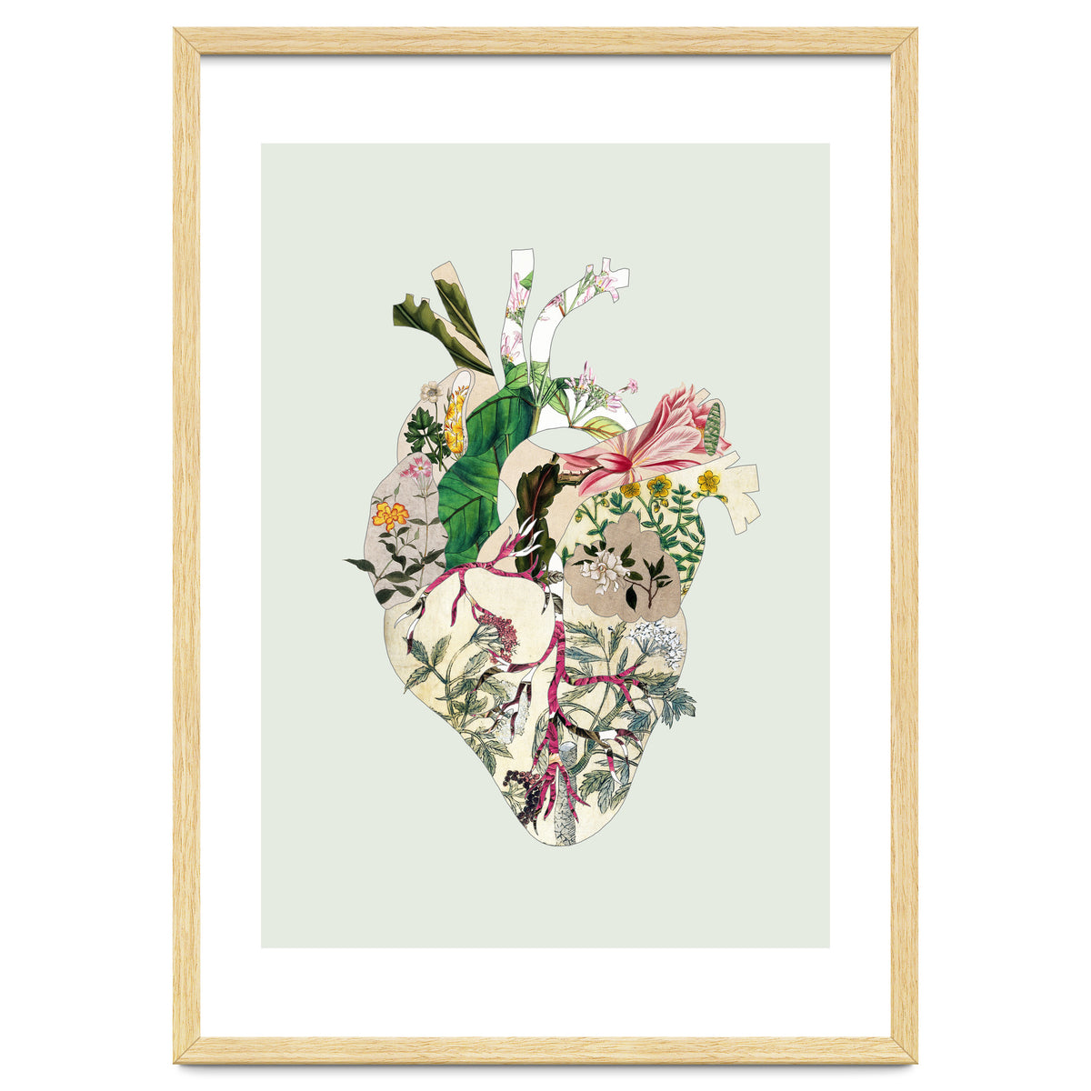 Vintage Botanical Heart - Green