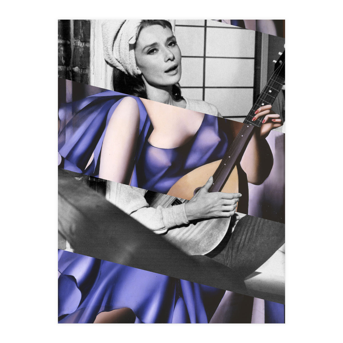 Tamara De Lempicka's Blue Woman with a Guitar & Audrey Hepburn in Breakfast at Tiffany's (Print Only)