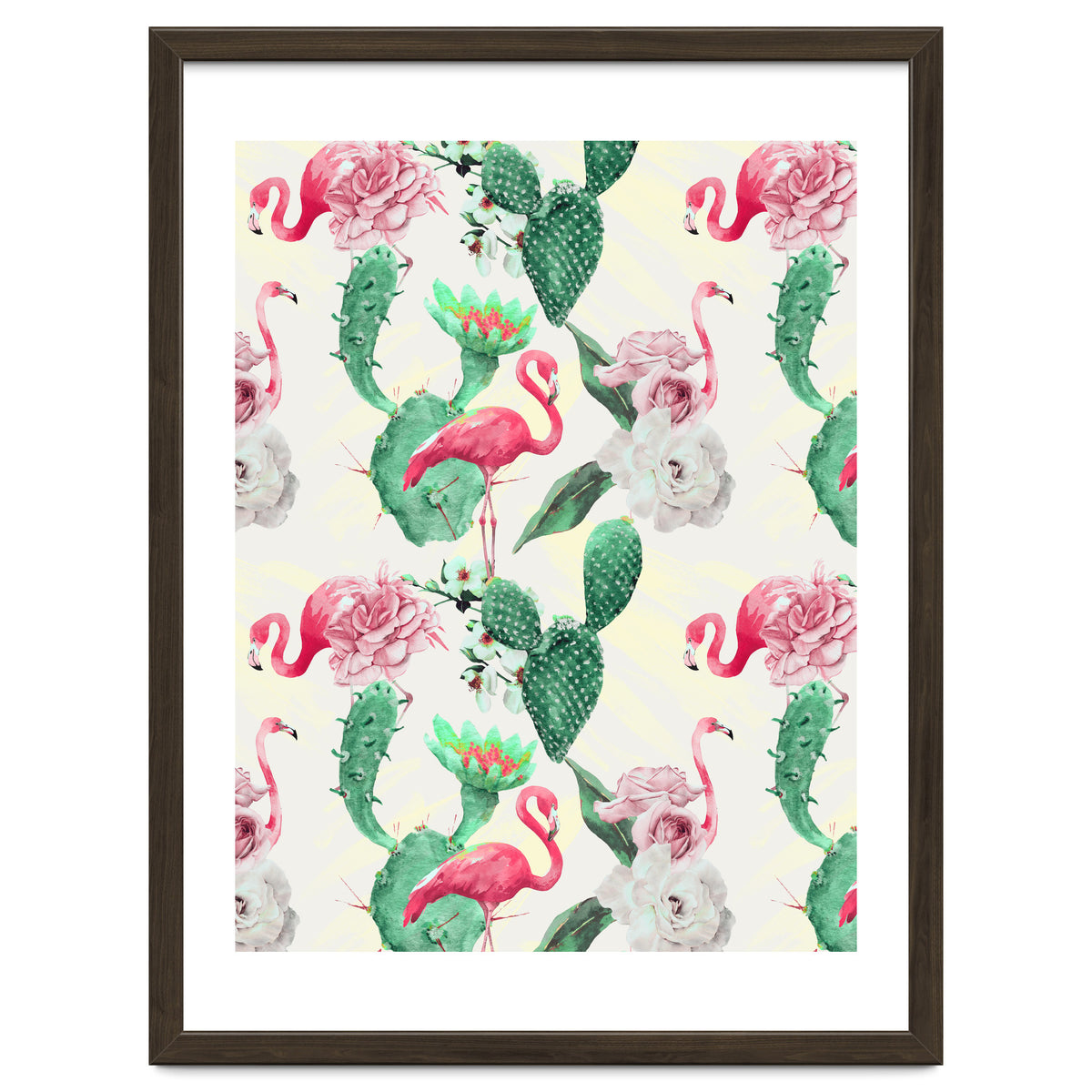 Flamingos, geometric and flowers