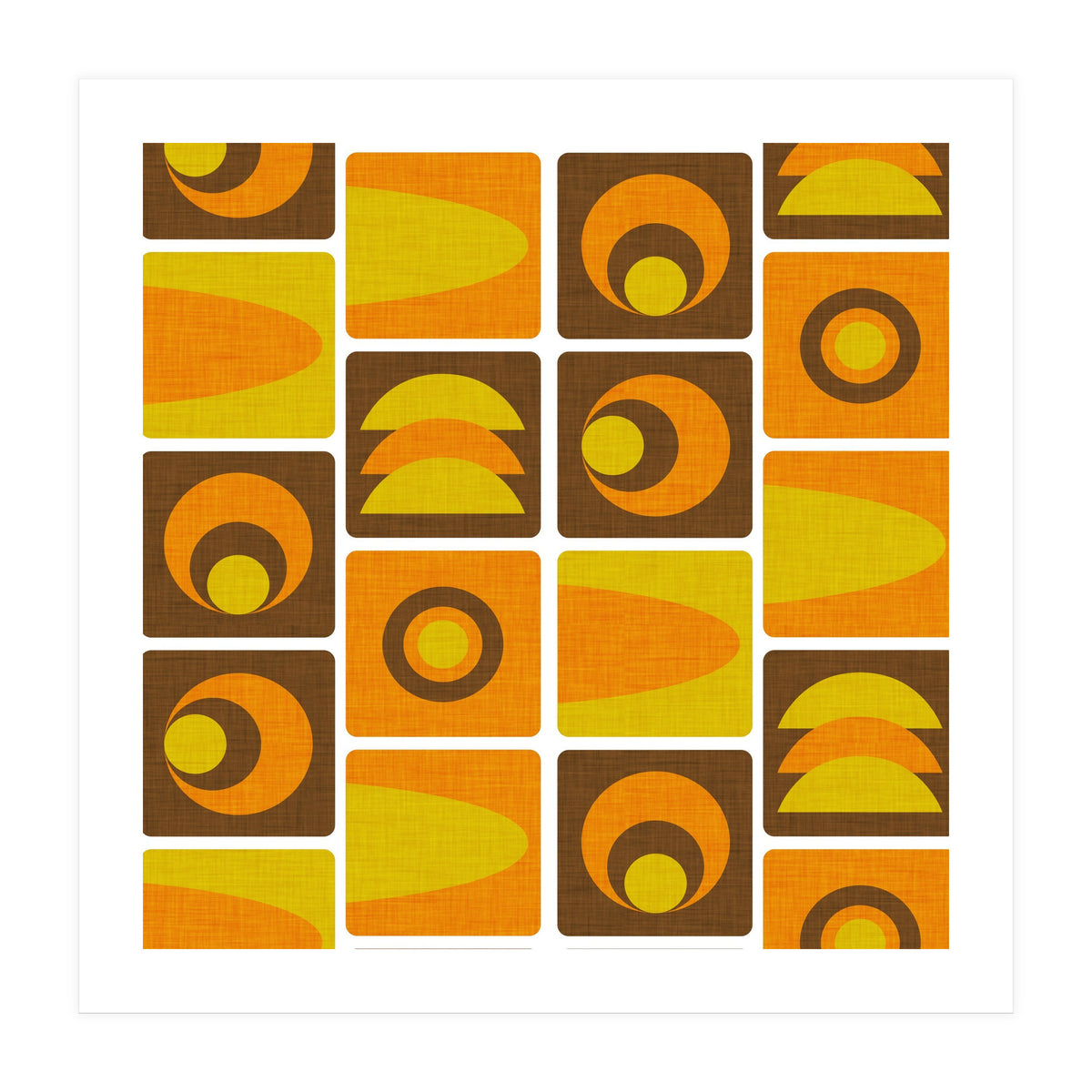 70s Cube Geo Brown  (Print Only)