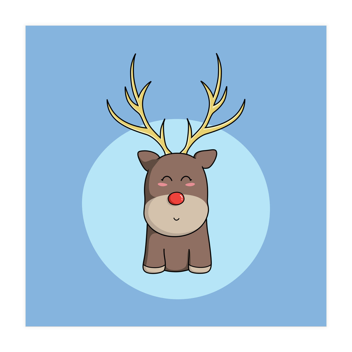 Kawaii Cute Christmas Reindeer (Print Only)