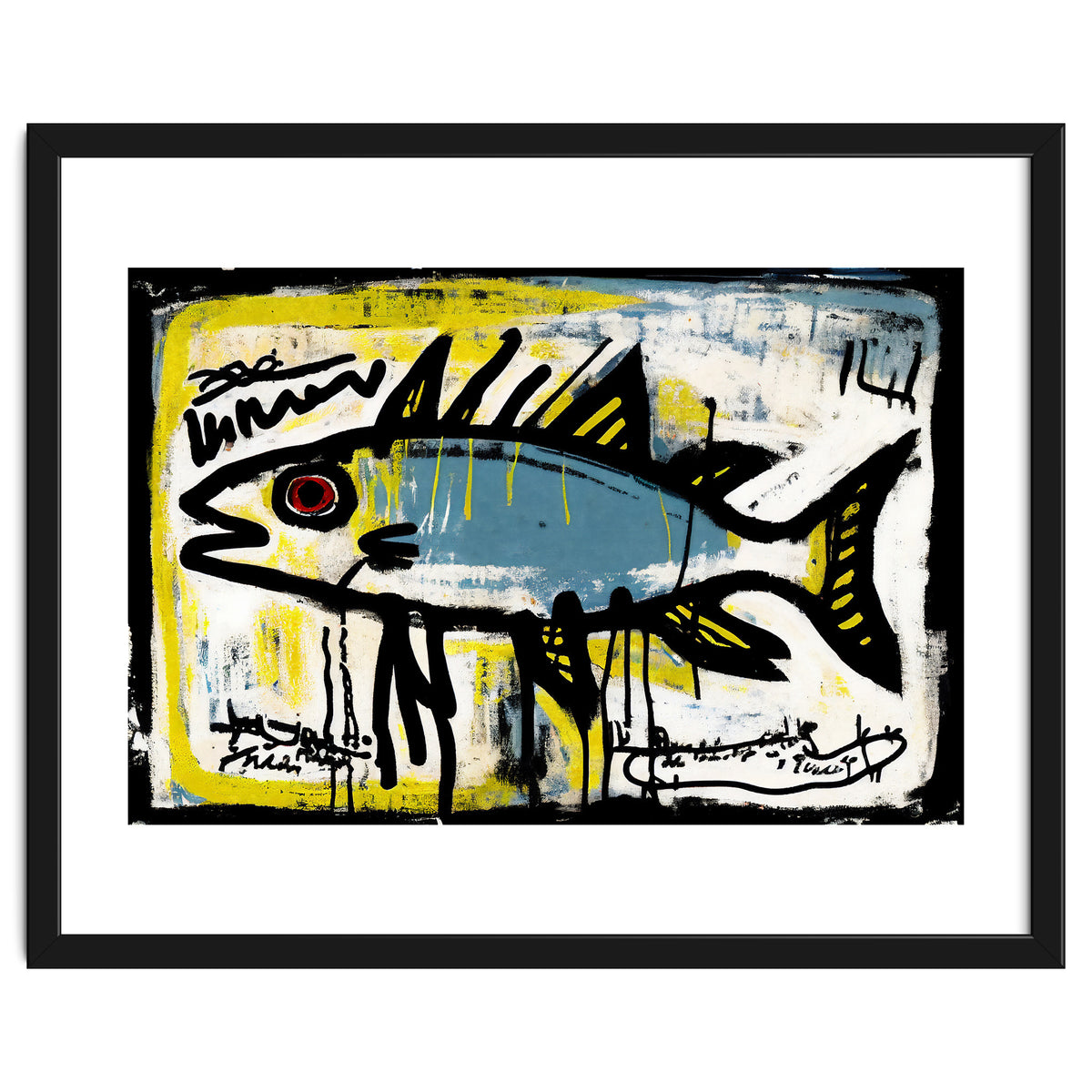 Blue Trout in Spray Painted Style Painting