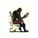 Black Panther on the Toilet, funny bathroom humour (Print Only) thumbnail
