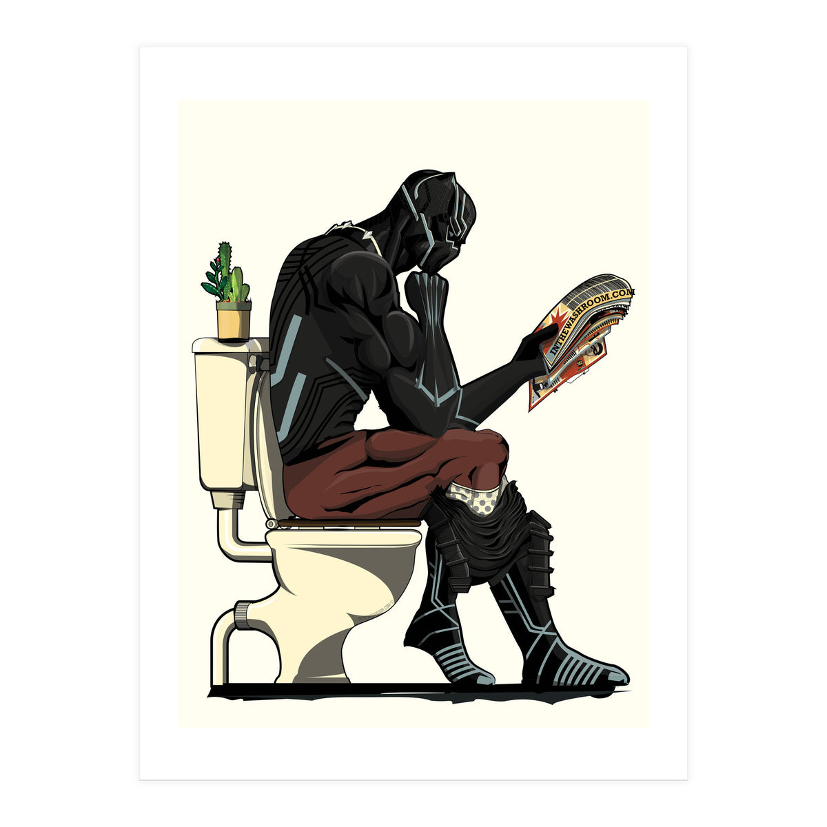 Black Panther on the Toilet, funny bathroom humour (Print Only)