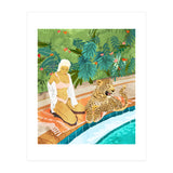 The Wild Side, Human & Nature Connection, Woman With Cheetah Cat, Tiger Painting (Print Only) thumbnail