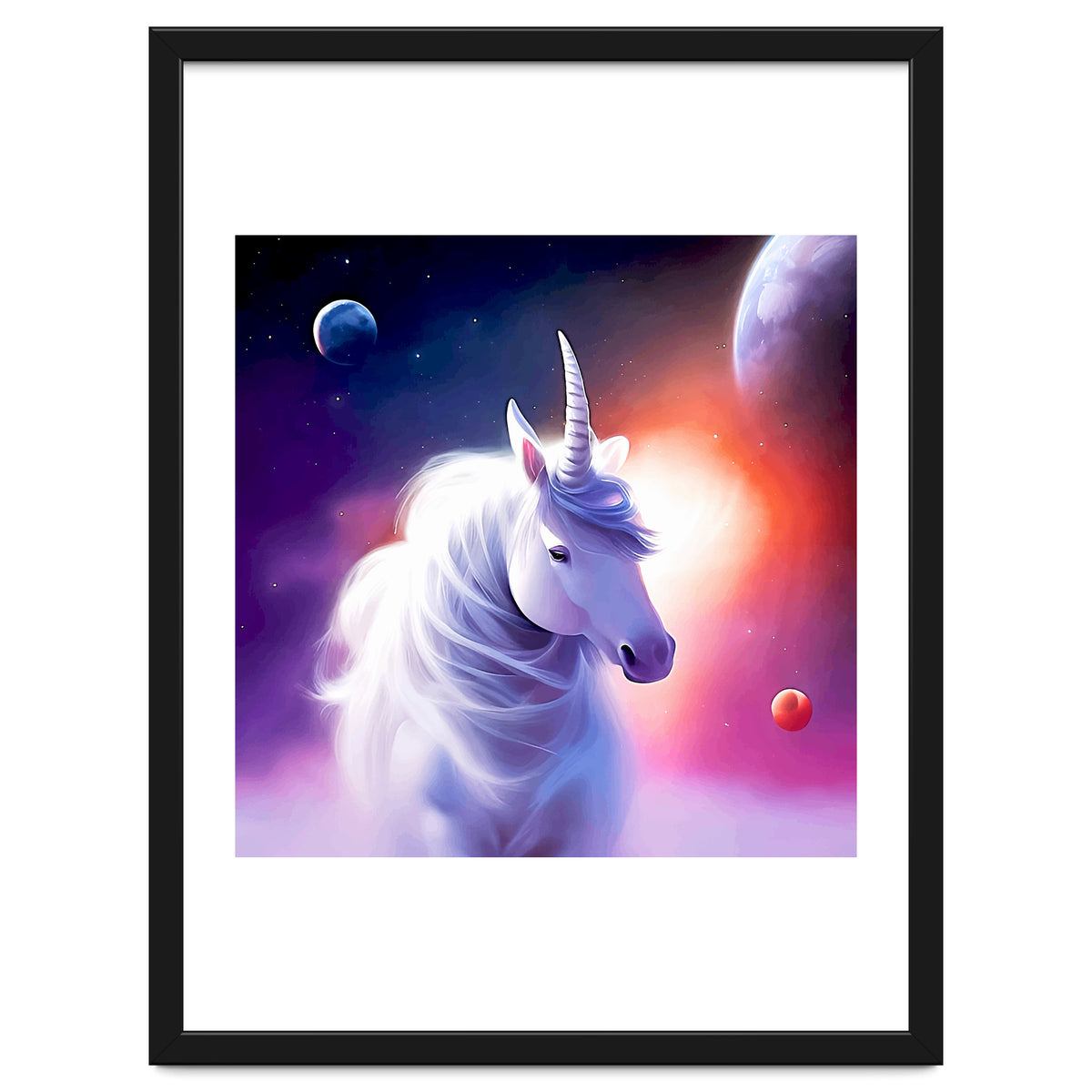 Space Unicorn, Fantasy Surrealism Sci-fi, Animals Horse Planets Digital, Moon Stars