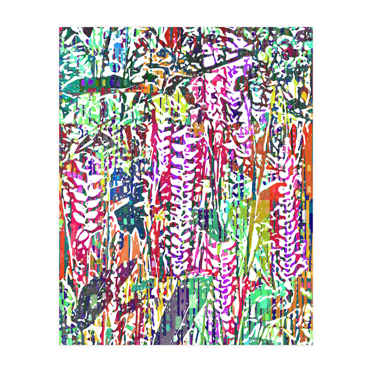 Jungle Mysteries, Colorful Bohemian Rustic Forest, Eclectic Nature Botanical Heliconia Tropical (Print Only)
