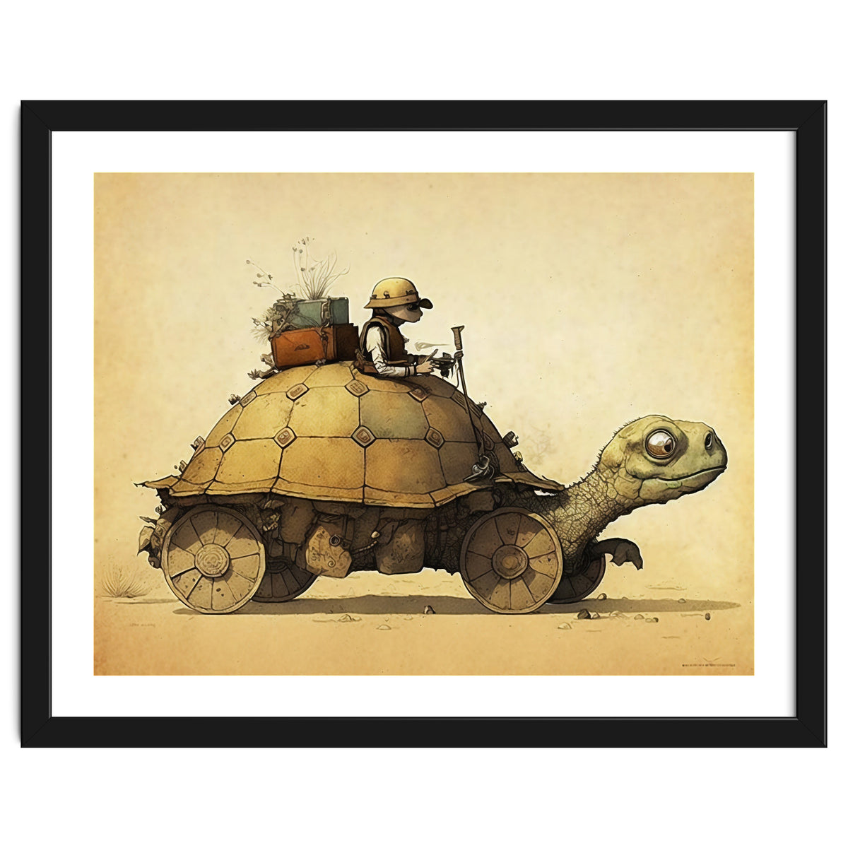 Tortoise Car Steampunk Illustration