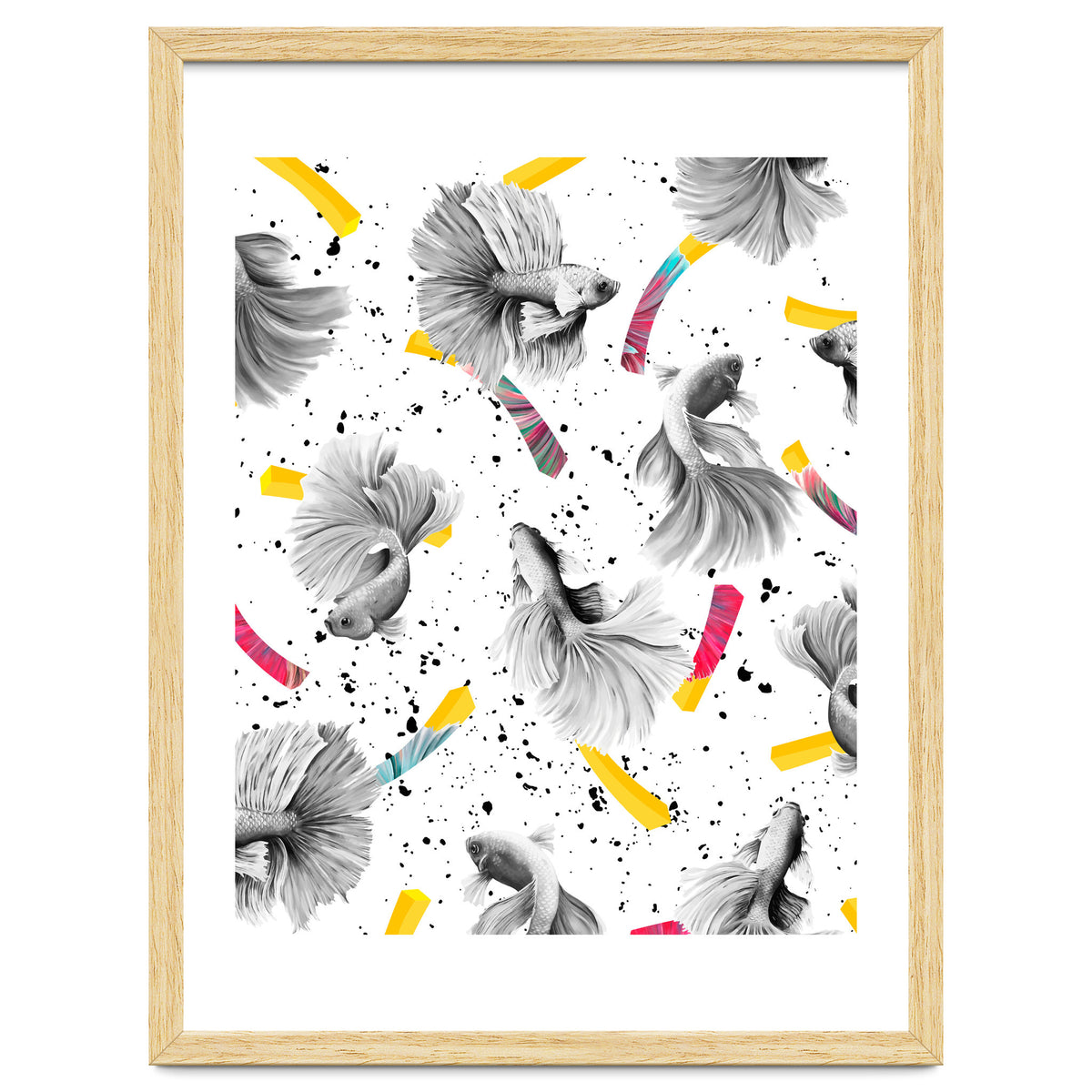 Fish & Chips, Eclectic Quirky Vintage British, French Fries Food Boho Illustration Graphic