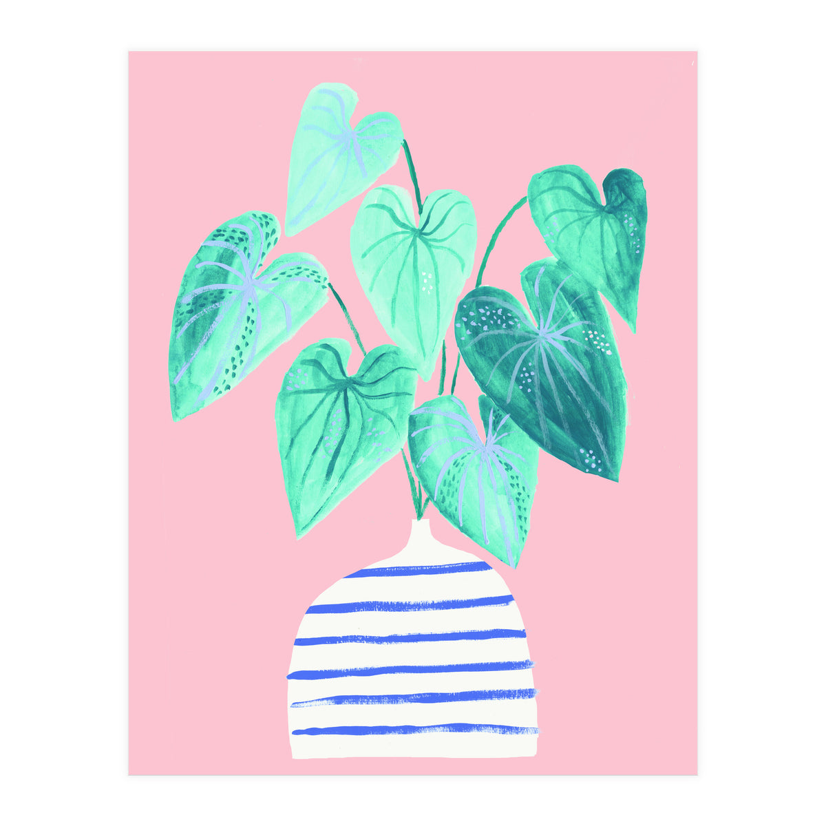 minimal house plant painting in stripy vase (Print Only)