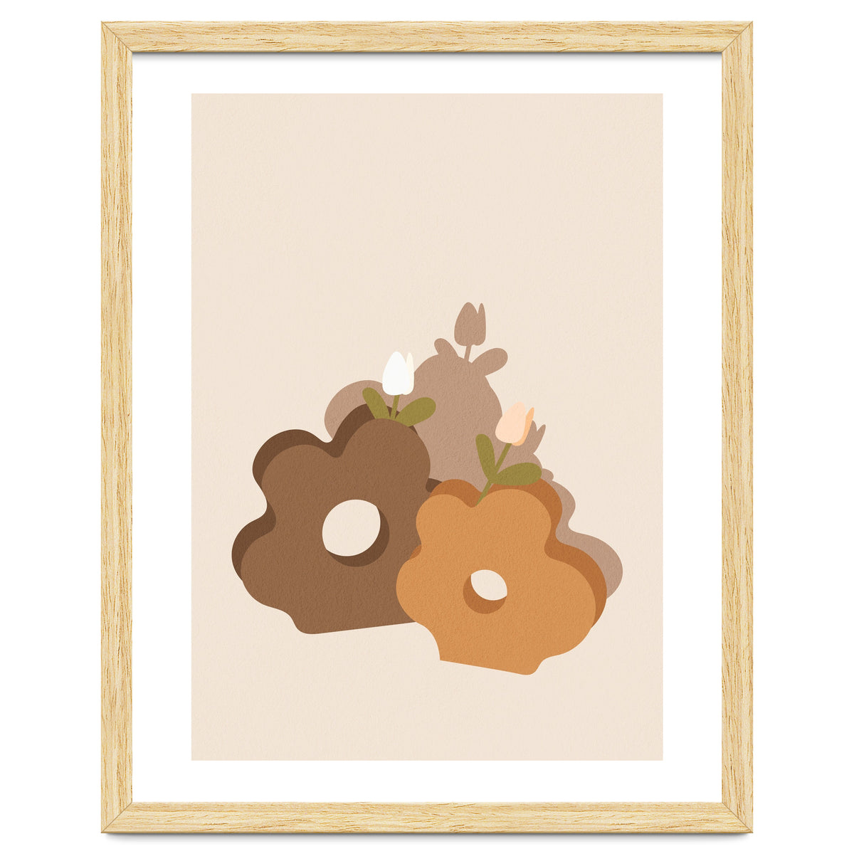 Tulip Flower Boho Neutral Beige