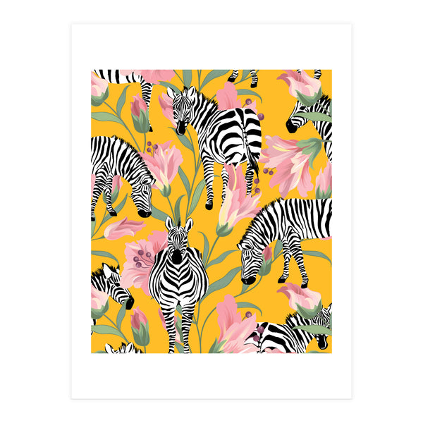 Striped For Life | Zebra Mango Forest | Modern Bohemian Wildlife Jungle | Botanical Nature (Print Only)