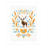 Floral Stag | Blue And Orange (Print Only) thumbnail