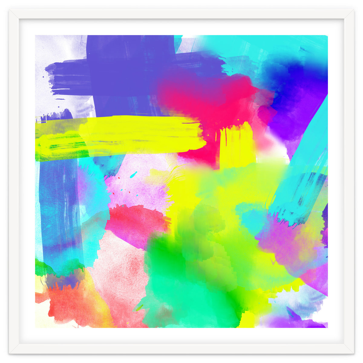 Abstract Stripes Neon Artistic Watercolor Pattern