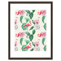 Flamingos, geometric and flowers