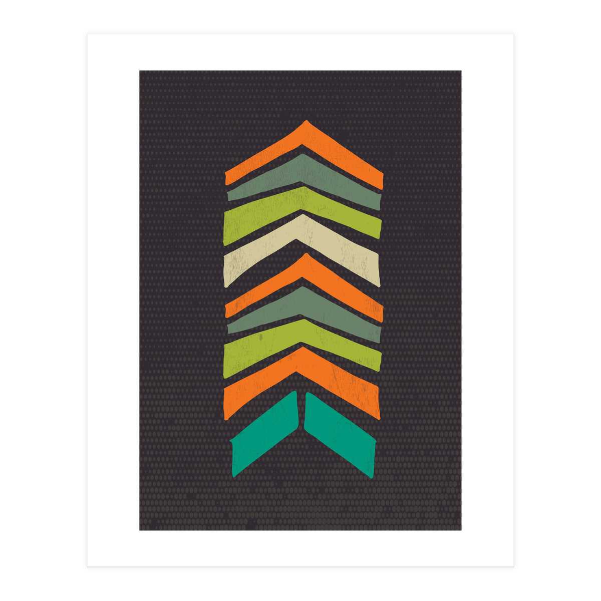 Retro Chevron Print Orange Teal Variation (Print Only)