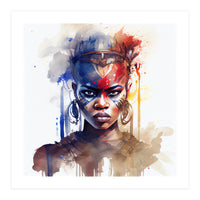 Watercolor African Warrior Woman #1 (Print Only)