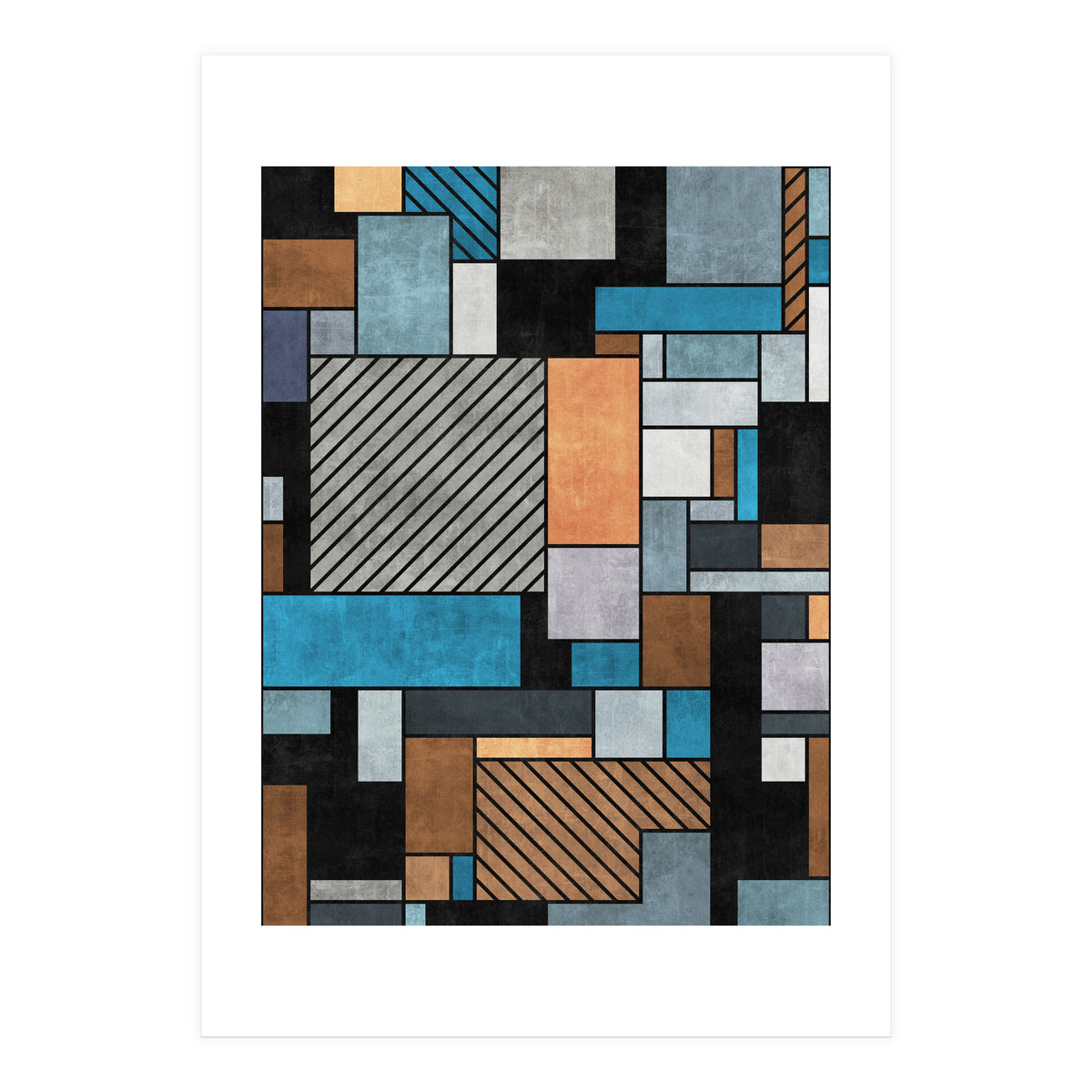Random Concrete Pattern - Blue, Grey, Brown (Print Only)