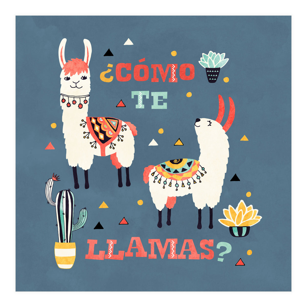Llama With Cactus Como Te Llamas Spanish Saying 1 (Print Only)