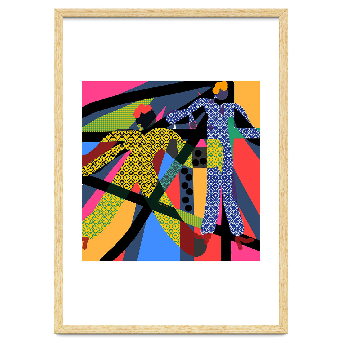 LADIES WEARING YELLOW AND BLUE PATTERNS