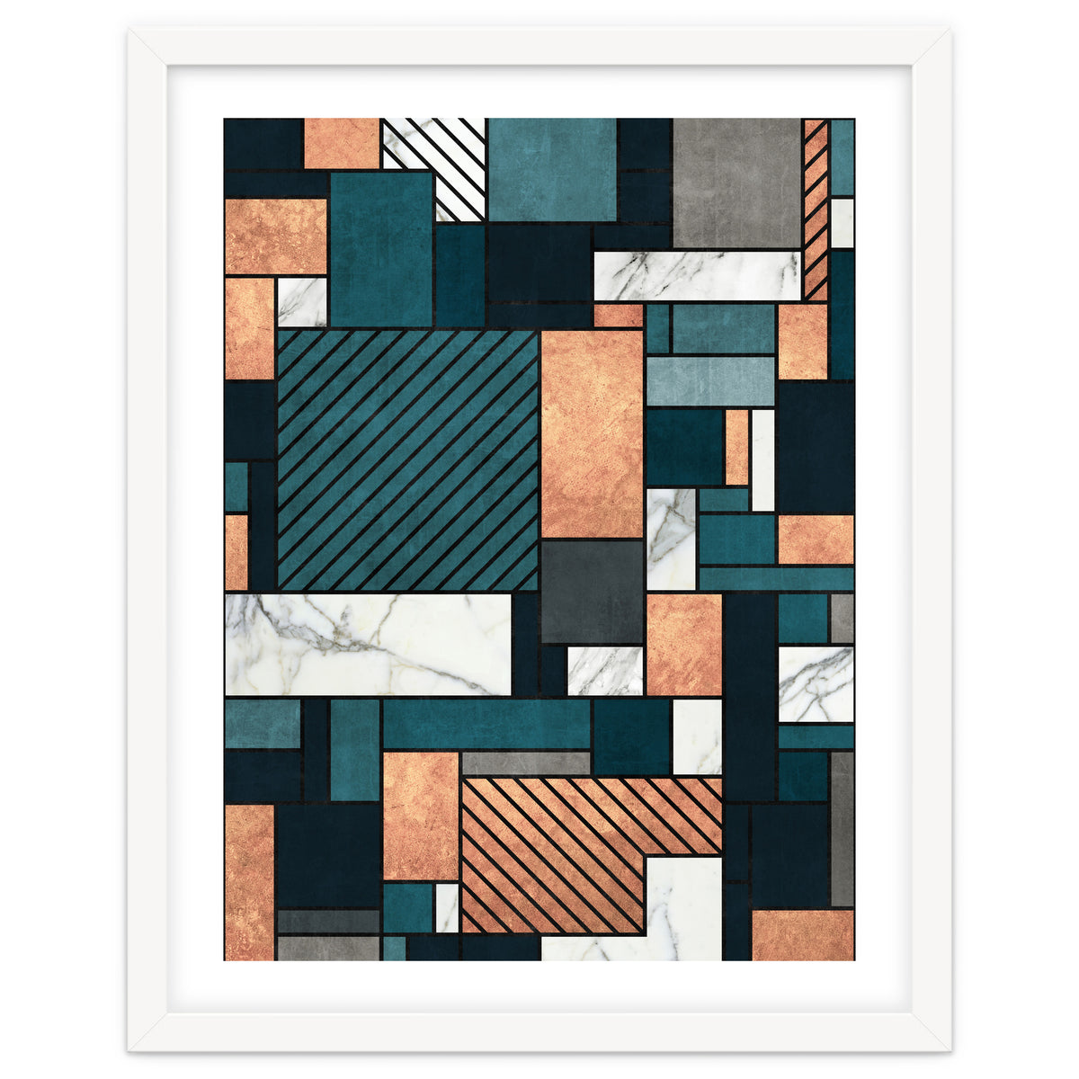 Random Pattern - Copper, Marble, and Blue Concrete
