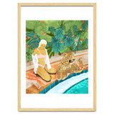 The Wild Side, Human & Nature Connection, Woman With Cheetah Cat, Tiger Painting thumbnail