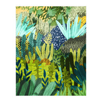 Wild Jungle Painting, Forest Dark Botanical Nature, Plants Tropical Eclectic Modern Illustration (Print Only)