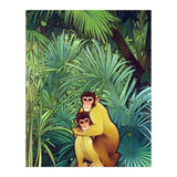 Monkey Love, Tropical Jungle Botanical Nature, Plants Forest Bohemian Animals, Wildlife Eclectic Vintage (Print Only) thumbnail