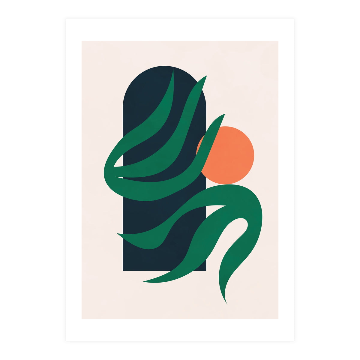 Mid Century Modern Botanical Geometric Art (Print Only)