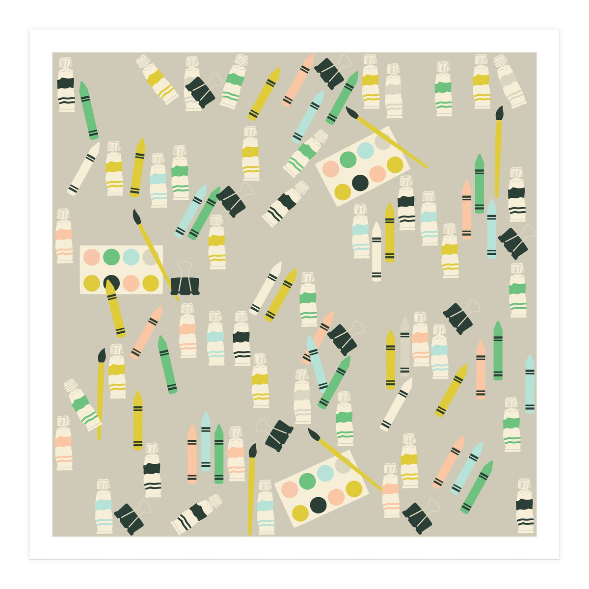 Artist pattern with crayons, watercolors and acrylic paint (Print Only)