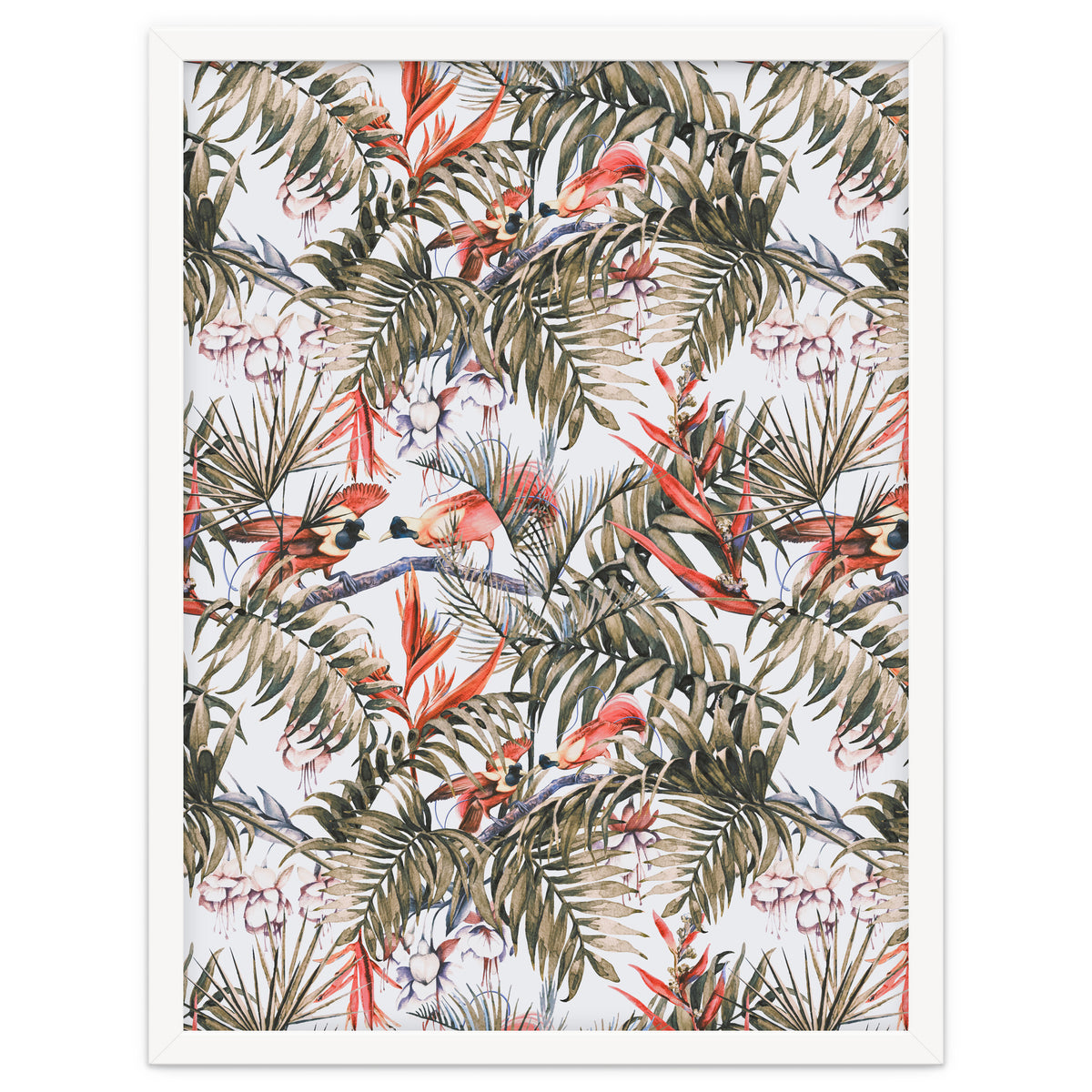 Exotic birds in the jungle paradise