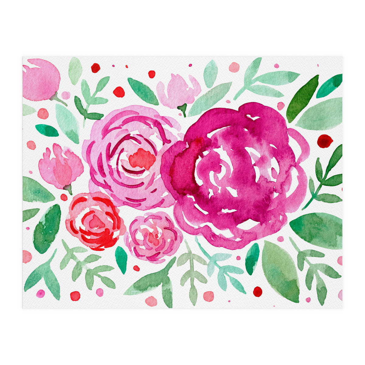 Watercolor roses in pink (Print Only)