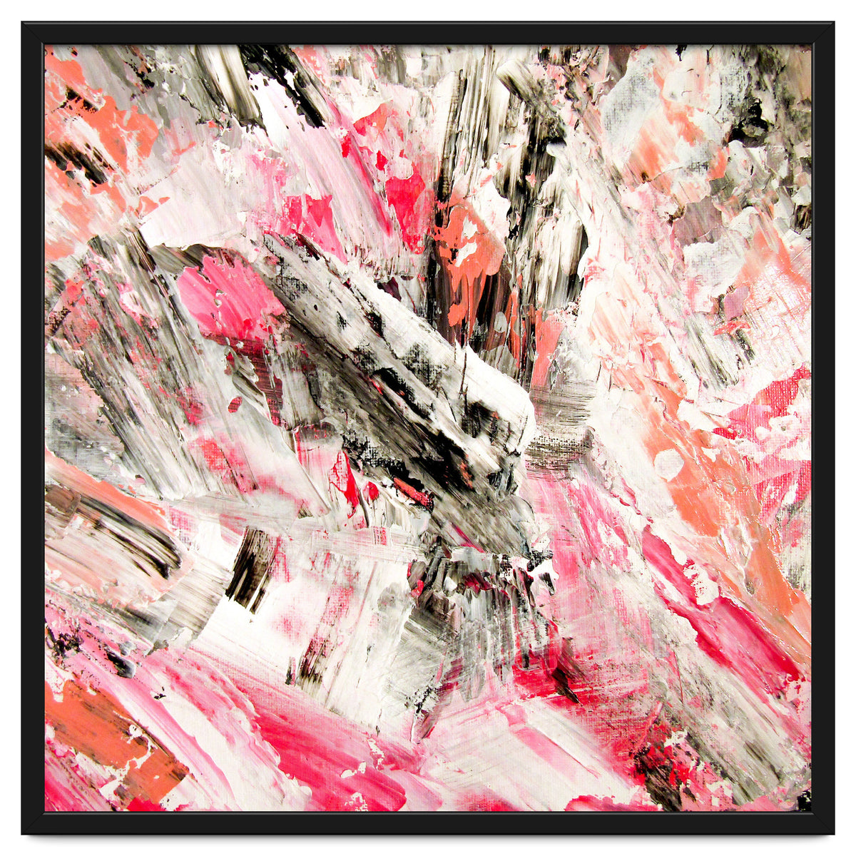 Candy Modern Pink Salmon Black Grey Acrylic Brushstrokes