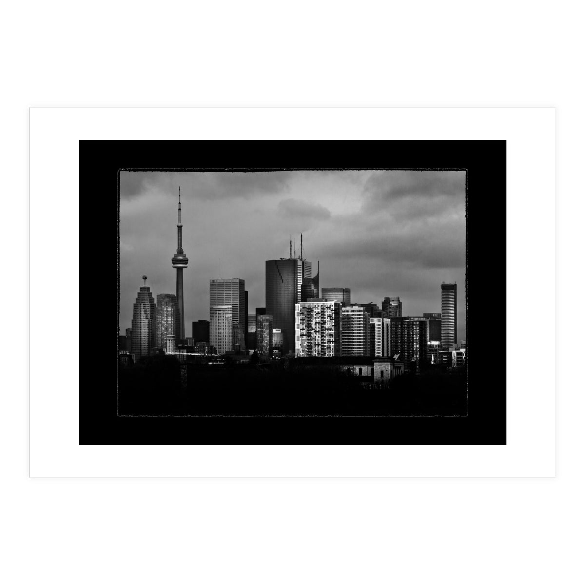 Toronto Skyline From The Pape Ave Bridge No 3 with Border (Print Only)