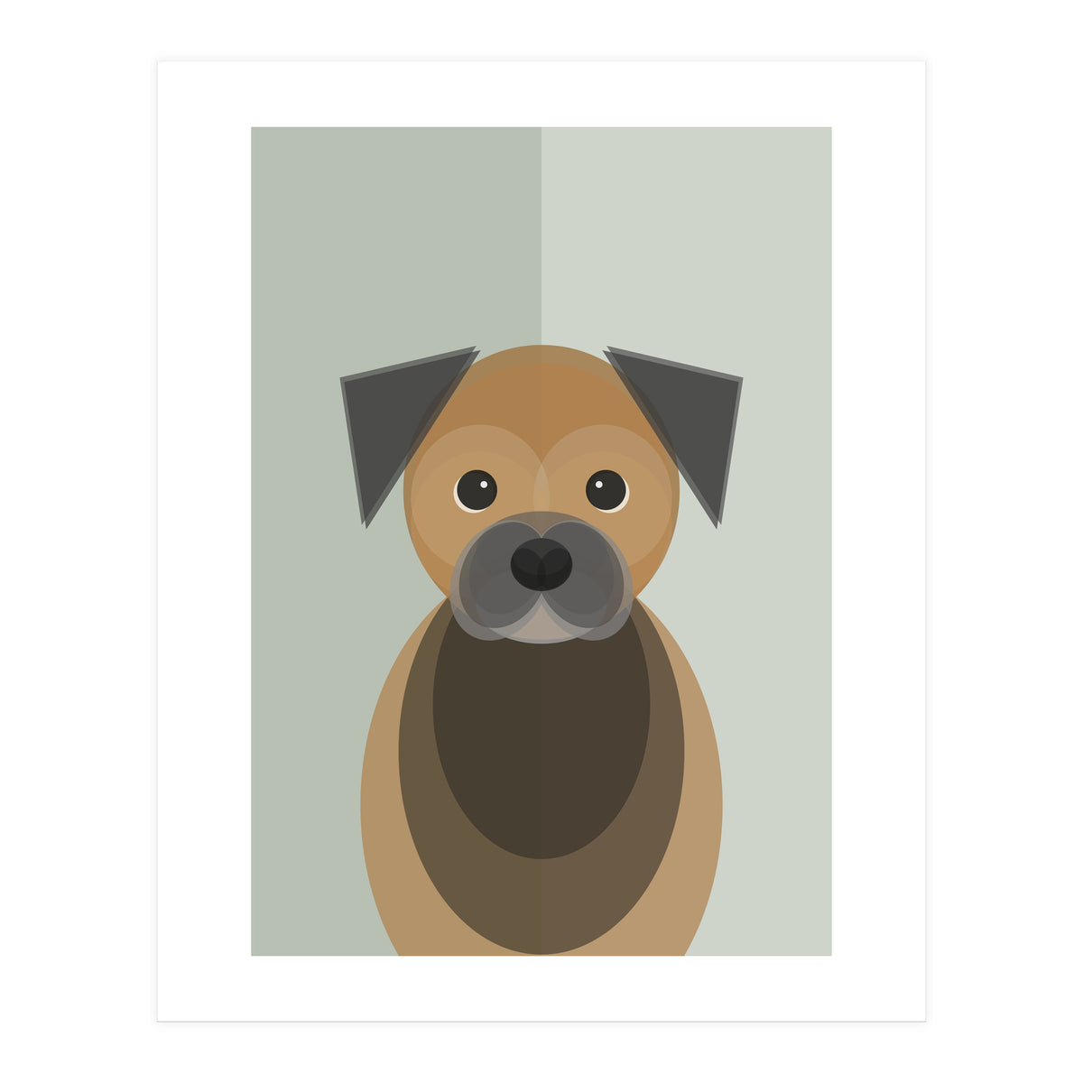 Mid Century Geometric Border Terrier Dog (Print Only)