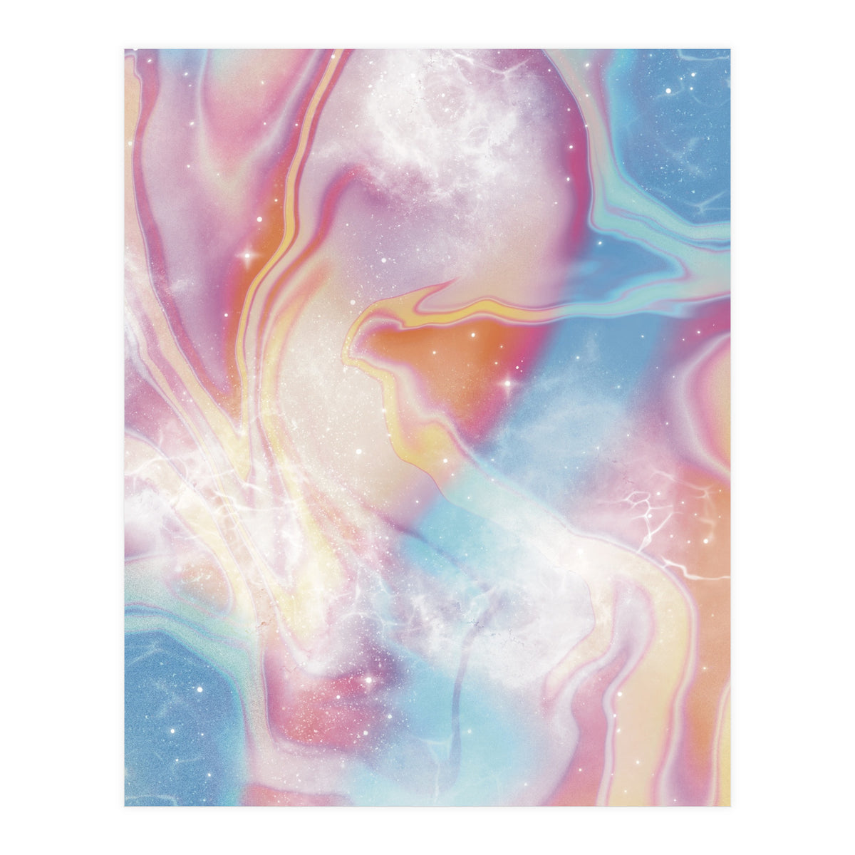 Pastel Pink Blue Space Marbling (Print Only)