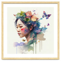 Watercolor Floral Asian Woman #7