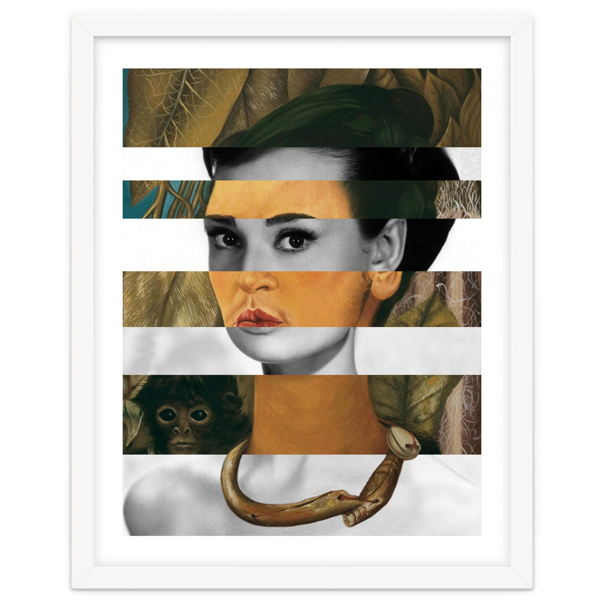 Frida Kahlo's Self Portrait with Monkey & Audrey Hepburn