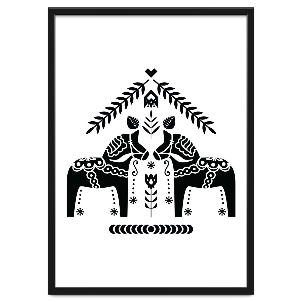 Swedish Dala Horse Folk Pattern