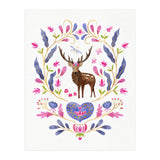 Floral Stag | Pink And Blue (Print Only) thumbnail