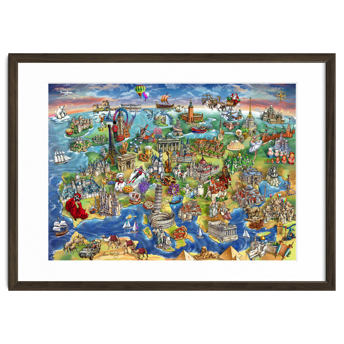European World Wonders Illustrated Map