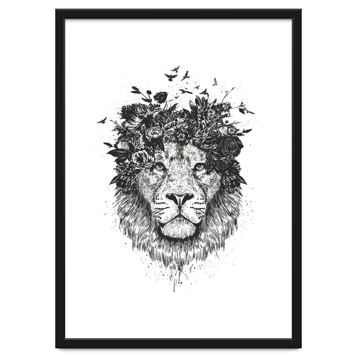 Floral Lion Bw