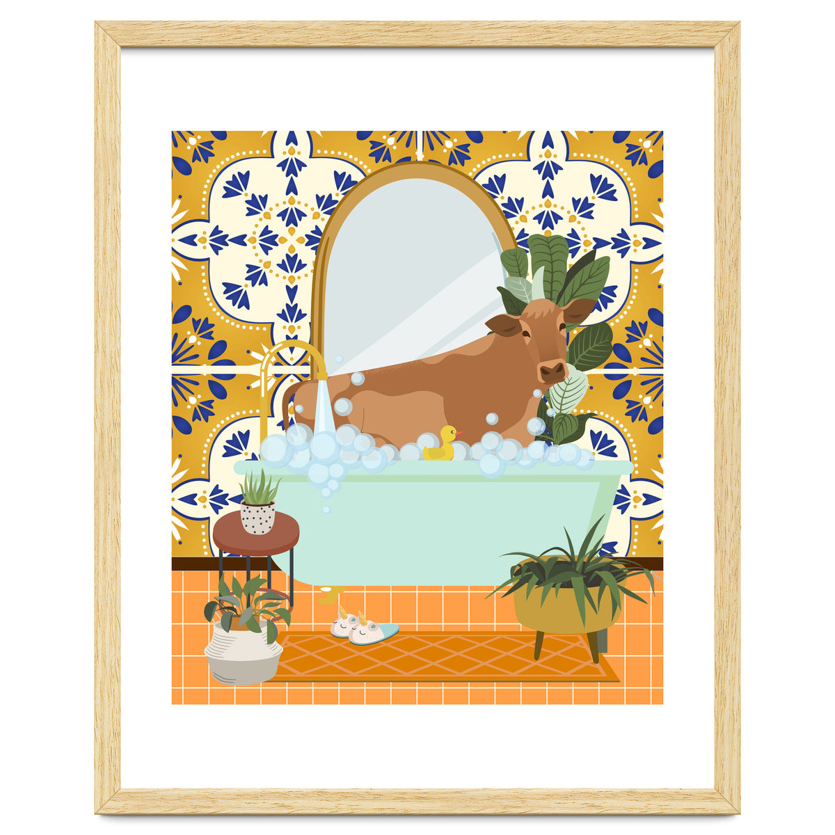 Cow Bathing in Moroccan Style Bathroom